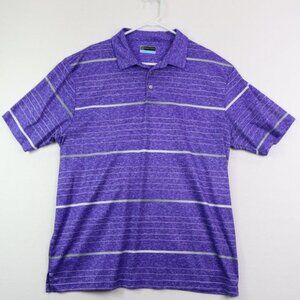 PGA Tour Polo Golf Shirt Mens XXL Purple Striped Short Sleeve
